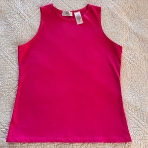 NWOT Linda Leal Vibrant Pink Sleeveless Tank Top - Sz L